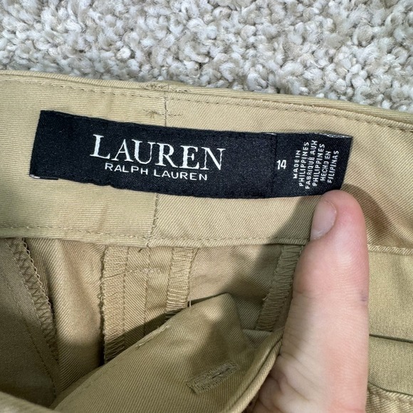 Lauren Ralph Lauren Pants Size 14 Women Tan Resort 23 Wide Leg Cropped - Picture 3 of 10